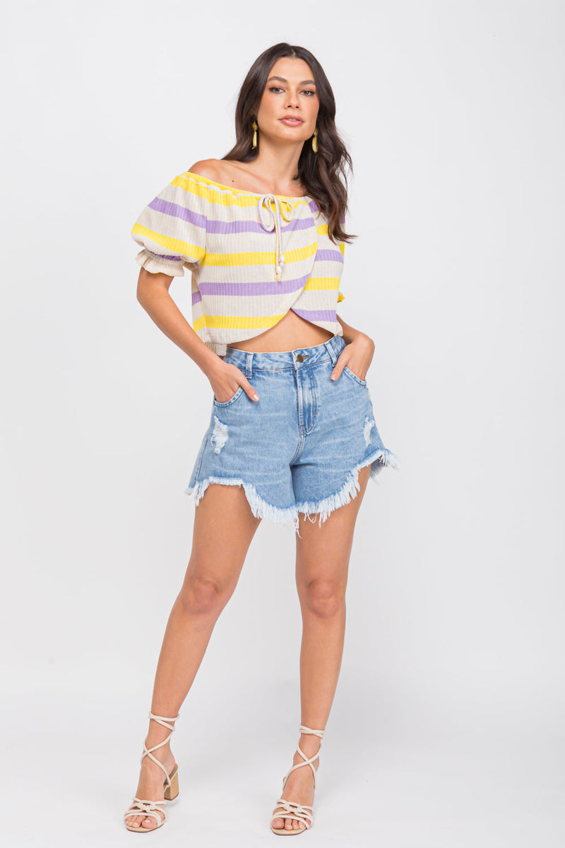 Blusa Maxi Cropped Lilas