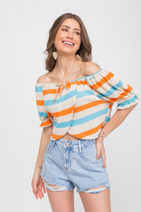 Blusa Maxi Cropped Azul