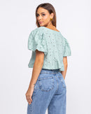 Blusa em Laise com Mangas Bufantes Verde
