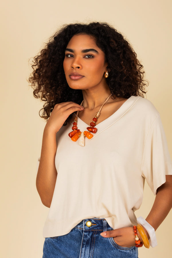 Blusa em Malha Decote V