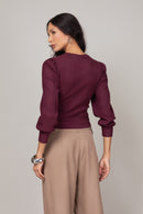 Blusa Canelada de Manga Longa