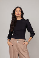 Blusa Canelada de Manga Longa