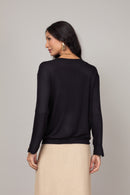 Blusa Manga Longa com Nó Frontal