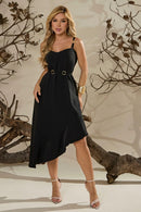 Vestido Midi Assimétrico em Crepe