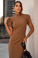 Vestido Midi Manga Tulipa Laço Ofhelia Chocolatte